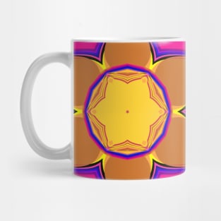 Cartoon Mandala Flower Yellow Pink and Blue Mug